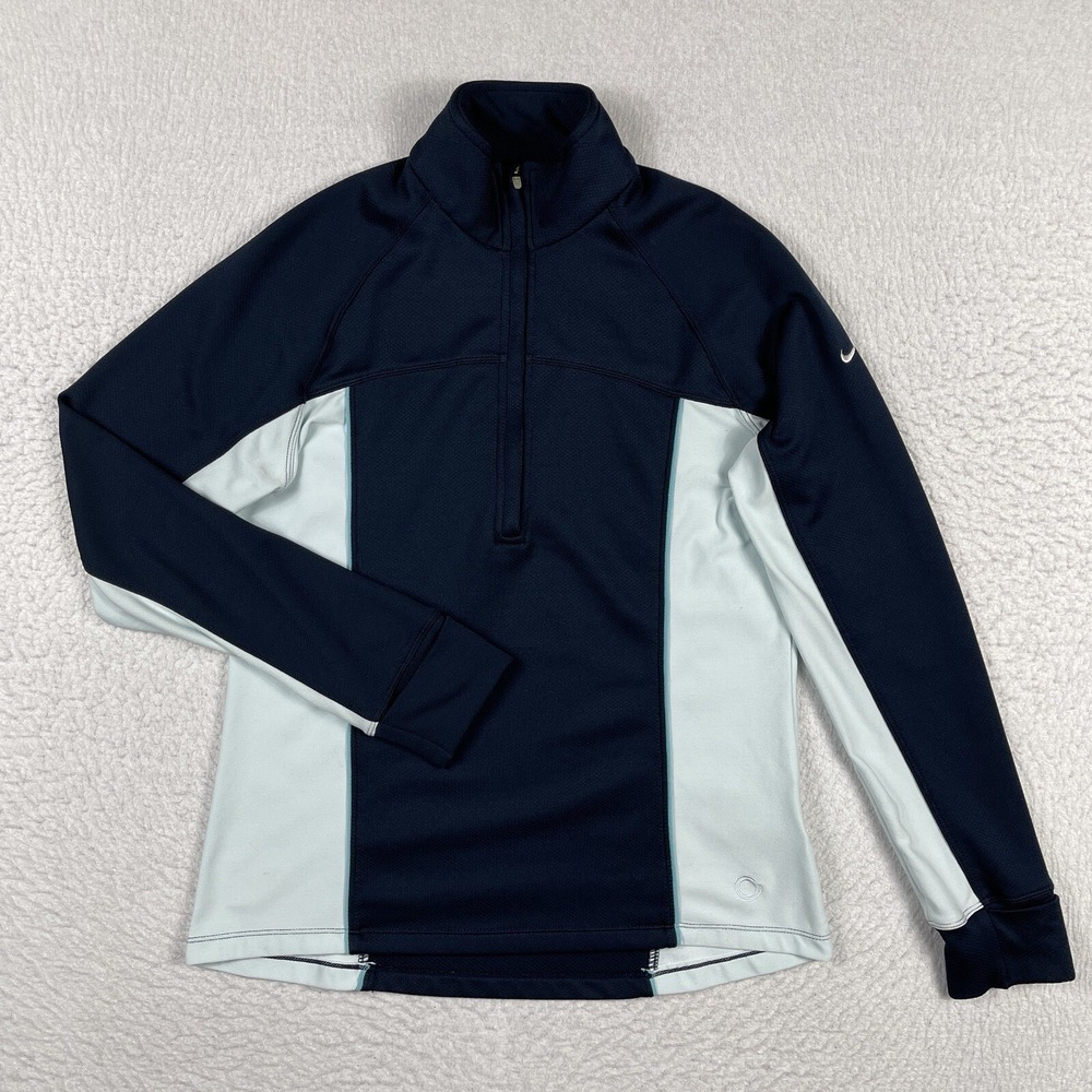 Nike Pullover Womens Small Blue Sphere 1/2 Zip Ladies Top Run Jog Tennis Golf